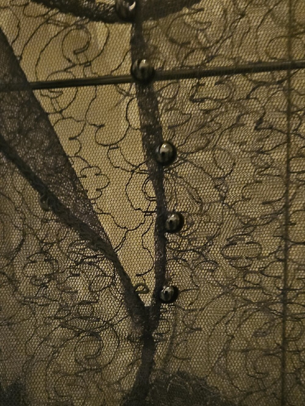 Black Lace Long-Sleeve Sheer Top - Small - Picture 2 of 3